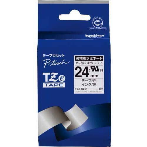 ピータッチＴＺｅテープ白強粘着　黒文字　２４ｍｍ幅