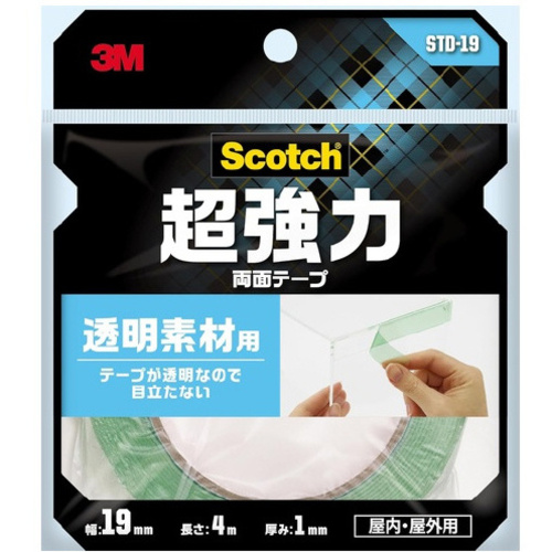 超強力両面テープ　透明素材用　幅１９ｍｍ&times;４ｍ
