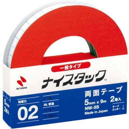 ナイスタック紙両面テープ　５ｍｍ&times;９ｍ小巻　２巻入