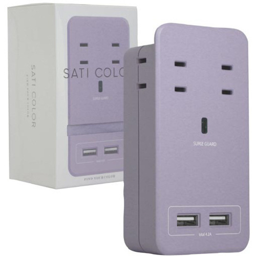 ＳＡＴＩＣＯＬＯＲ　ＡＣ&times;４　ＵＳＢ&times;２　パープル　【お取り寄せ品】９営業日以内届
