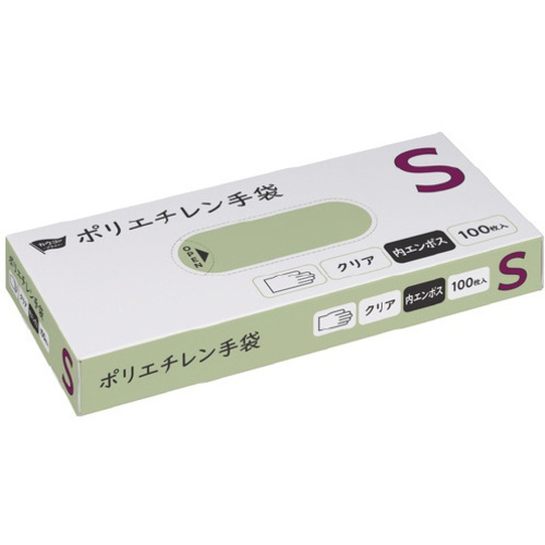 ポリエチレン手袋　内エンボス　Ｓ　１００枚入　クリア&times;６０
