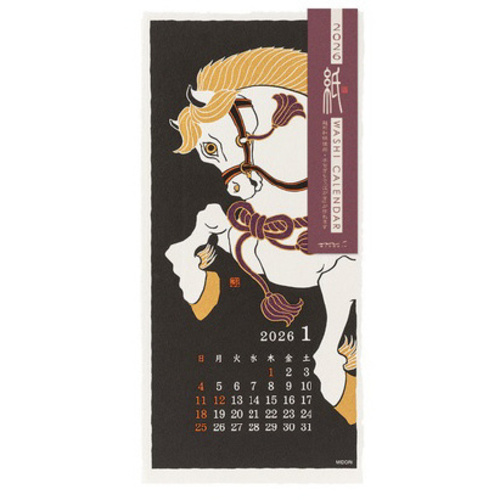 ２０２６壁掛カレンダー　越前和紙　Ｓ　風物柄　【お取り寄せ品】１３営業日以内届