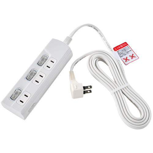 ＬＥＤ個別スイッチ付電源タップ　３個口　３ｍ　ホワイト　ＷＬＫ－３３（Ｗ）　■お取り寄せ品