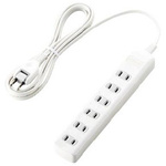 雷ガードタップ　６個口　２．５ｍ　ホワイト