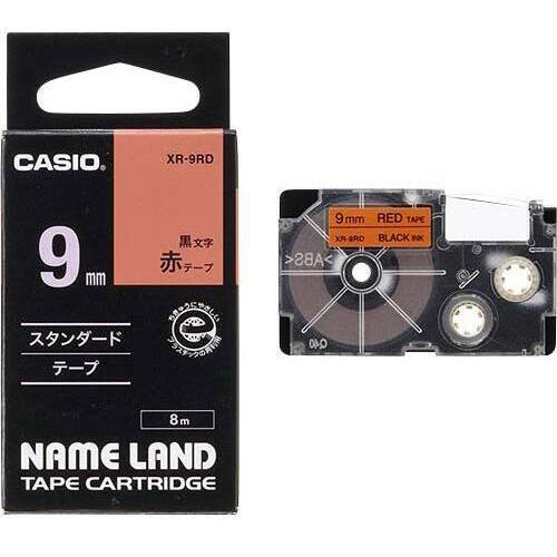 ネームランド　赤色テープ　９ｍｍ　黒文字