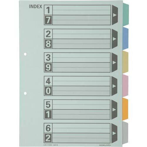 カラー仕切カード　Ａ４縦　２穴　６山　１０組