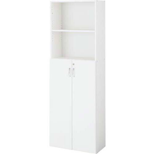 ◇シンプル木製収納Ｄ２９５　５段下３段両開き　ＷＨ　【組立サービス付】