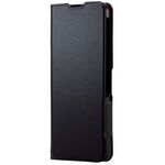 シンプルスマホ６用レザーケース／手帳型／ＵｌｔｒａＳｌｉｍ／薄型／磁石付き／ブラック　■お取り寄せ品