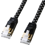 つめ折れ防止カテゴリ７細径メッシュＬＡＮケーブル（ブラック＆ホワイト・１ｍ）　■お取り寄せ品