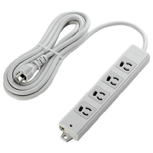 工事用抜け止めタップ　３Ｐ　４個口　３ｍ　グレー