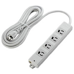 工事用抜け止めタップ　３Ｐ　４個口　３ｍ　グレー