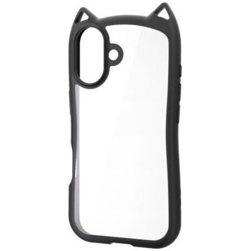 ｉＰｈｏｎｅ　１７／ハイブリッドケース／フレームカラー／ＣＡＴ／メタルステッカー付／ナイトキャット　■お取り寄せ品
