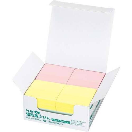 強粘着ふせん　Ｋ２　５０×５０　パステル混色２０冊