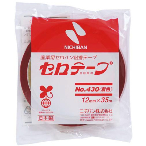 着色セロテープ　赤　１２ｍｍ×３５ｍ　１０巻