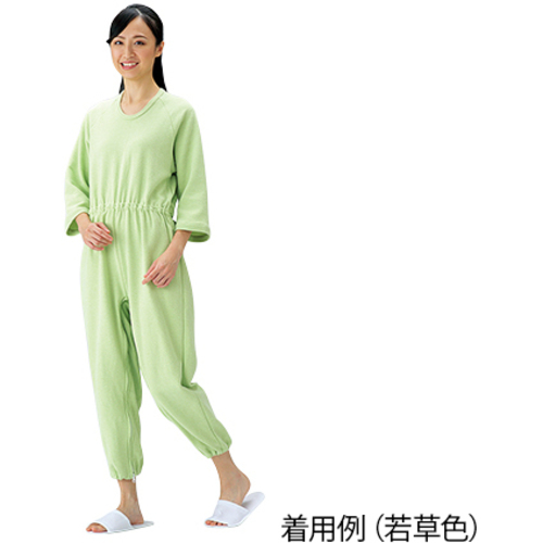 介護寝巻　（つなぎタイプ）　若草色／Ｍ　　０－３８７２－０３