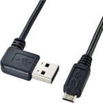 両面挿せるＬ型マイクロＵＳＢケーブル（ＭｉｃｒｏＢ・０．５ｍ・ブラック）　ＫＵ－ＲＭＣＢＬ０５　■お取り寄せ品