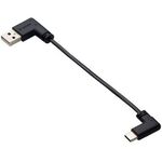 ＵＳＢ－Ａ　ｔｏ　ＵＳＢ　Ｔｙｐｅ－Ｃケーブル／フラット／Ｌ字／充電専用／０．１ｍ／ブラック　■お取り寄せ品