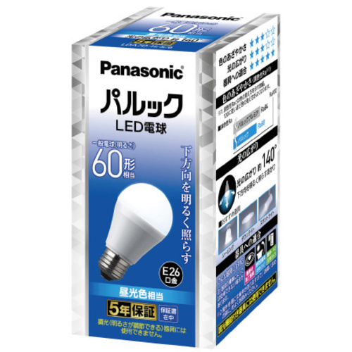 パルック　ＬＥＤ電球　Ｅ２６　６０形　昼光色　３個