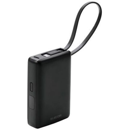ケーブル一体モバイルバッテリー／残量表示／ブラック　ＤＥ－Ｃ７１Ｌ－１００００ＢＫ　■お取り寄せ品