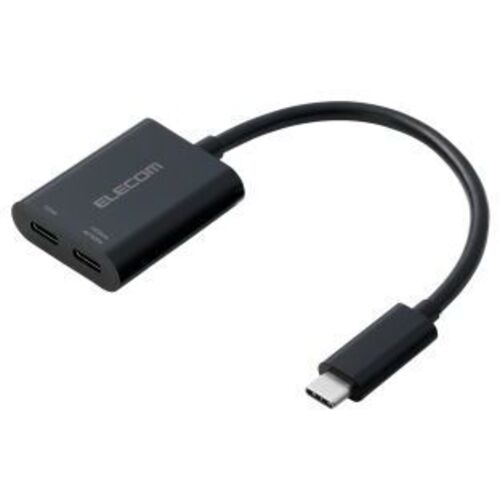 Ｔｙｐｅ－Ｃ映像変換アダプタ／ＴｙｐｅＣ－ＴｙｐｅＣ&times;２／４Ｋ６０Ｈｚ／１０Ｇｐｂｓ／ブラック　■お取り寄せ品