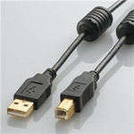 ＵＳＢ２．０ケーブル　フェライトコア付　ＡＢタイプ　５ｍ　ブラック　Ｕ２Ｃ－ＢＦ５０ＢＫ　■２営業日内届