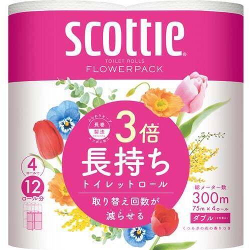 スコッティフラワーパックＷ７５ｍ　４ロール×１２Ｐ