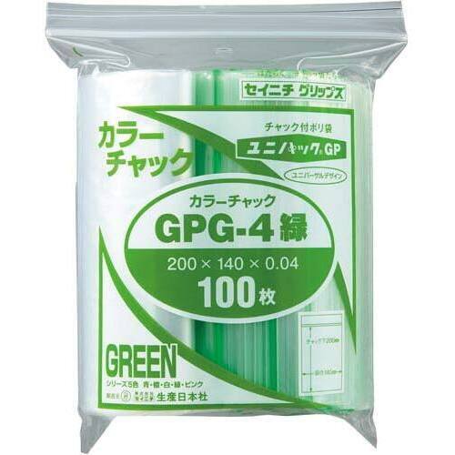 ユニパックカラーチャック緑Ｂ６　１００枚入&times;５