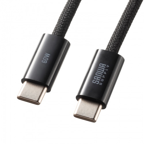 ＵＳＢ　Ｔｙｐｅ－Ｃシリコンメッシュケーブル（ＰＤ６０Ｗ・ブラック・２ｍ）　ＫＵ－ＣＣＰ６０ＳＭ２０ＢＫ　■お取り寄せ品