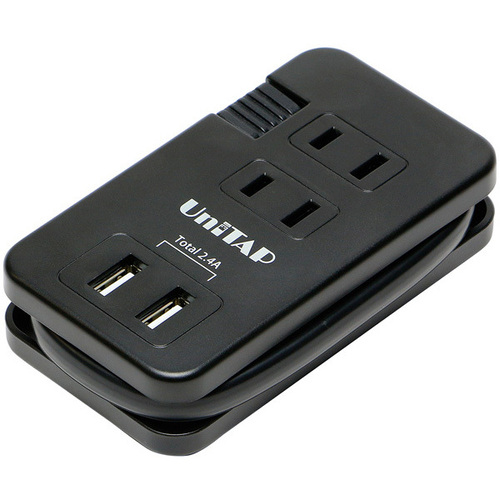 ＵＳＢ給電２ポート電源タップ３個口搭載ＯＡタップ「Ｕｎｉｔａｐ」　（ブラック）　■お取り寄せ品