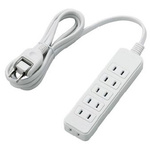 スイングプラグタップ　６個口　２ｍ　ホワイト