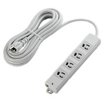 工事用抜け止めタップ　３Ｐ　４個口　５ｍ　グレー