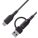 ＵＳＢ充電＆同期ケーブル　変換コネクタ付き　１．２ｍ　Ａ／Ｃ－Ｃ　ブラック　ＡＪ－６８１　■お取り寄せ品