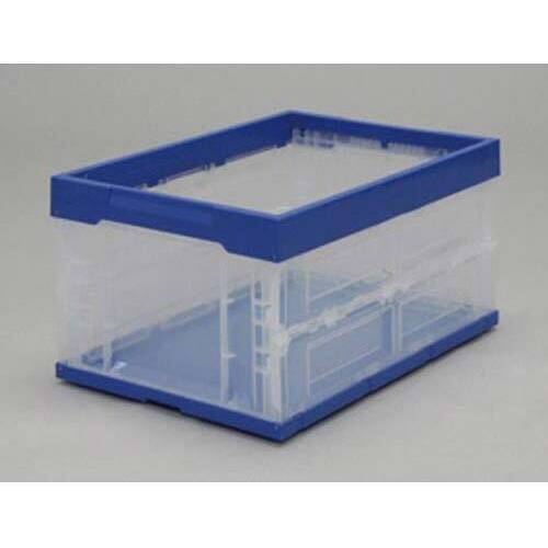 ハード折りたたみコンテナ　ブルー／クリア　４０Ｌ