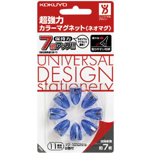 超強力マグネットネオマグピンタイプ透明青８個Ｘ５