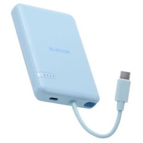 モバイルバッテリー／１２Ｗ／ＵＳＢ－Ｃケーブル一体／ブルー　ＤＥ－Ｃ６２－５０００ＢＵ　■お取り寄せ品