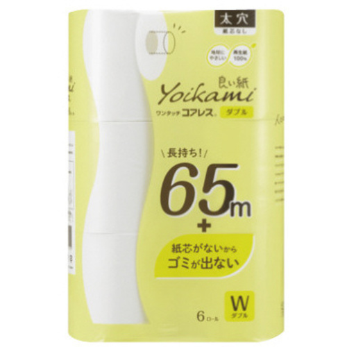 良い紙ワンタッチコアレスＷ　６５ｍ　６&times;１０巻入