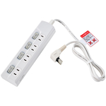 ＬＥＤ個別スイッチ付電源タップ　４個口　１ｍ　ホワイト　ＷＬＫ－４１（Ｗ）　■お取り寄せ品