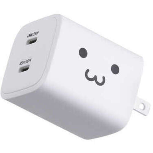 ＡＣ充電器／スマホ・タブレット用／ＵＳＢ　ＰＤ／４５Ｗ／ＵＳＢ－Ｃ&times;２／スイングプラグ／しろちゃん　■お取り寄せ品