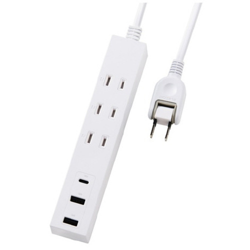 電源タップ　３ｍ　３個口　Ｃ&times;１　Ａ&times;２　白