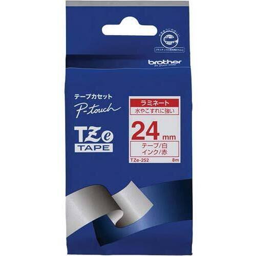 ピータッチＴＺｅテープ　白　赤文字　２４ｍｍ幅