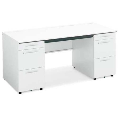 ｉＳデスク　両袖　幅１６００奥行７００　幕板下　【組立サービス付】