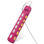 延長コード　電源タップ　３ｍ　６個口　個別スイッチ　雷ガード　ほこり防止　ピンク