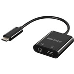 ＵＳＢ　Ｔｙｐｅ－Ｃ　ｔｏ　３．５ｍｍ＋ＰＤ給電　オーディオ変換アダプター　ブラック　■お取り寄せ品