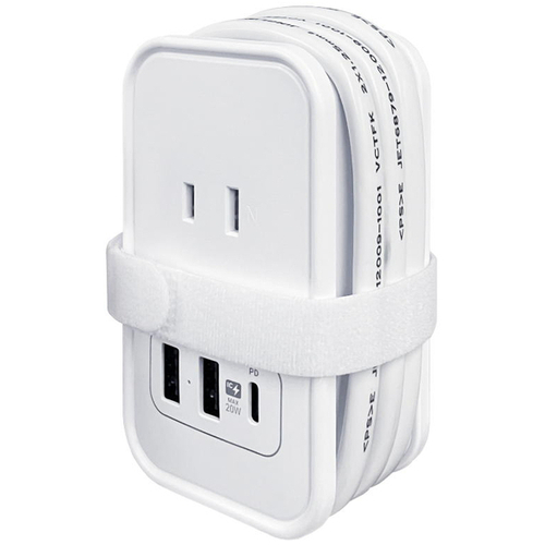 電源タップＡＣ３　ＵＳＢＡ２＋Ｃ１　ＰＤ２０Ｗ　自動識別　リバーシブル　１ｍ　ホワイト　■お取り寄せ品