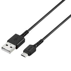 ＵＳＢ２．０　Ａ　ｔｏ　ｍｉｃｒｏＢ　ラバーブッシュスリムケーブル　１．０ｍ　ブラック　■２営業日内届