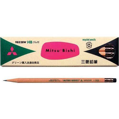 三菱リサイクル鉛筆　ゴムつき　ＨＢ　１２本入