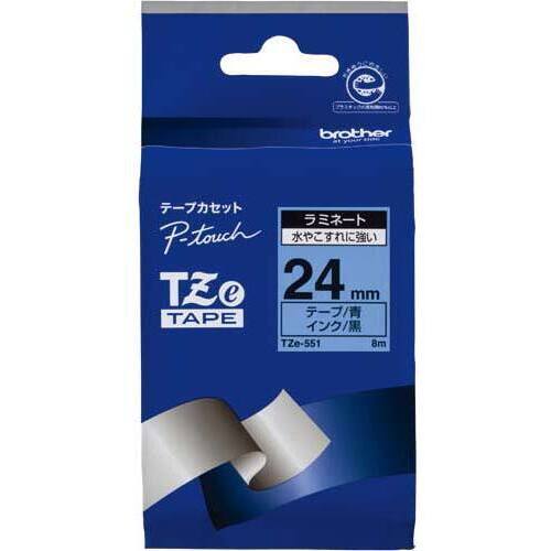 ピータッチ　ラミネート青色テープ２４ｍｍ黒文字&times;５