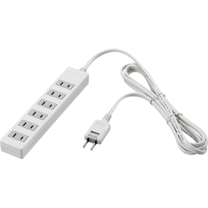 ２ピン式電源タップ　６個口　５ｍ　ホワイト　雷サージ付　ＢＴＷＴＫ２６５０ＷＨ　■お取り寄せ品