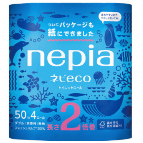 ネピｅｃｏトイレットロール　ダブル２倍巻　４個×１２