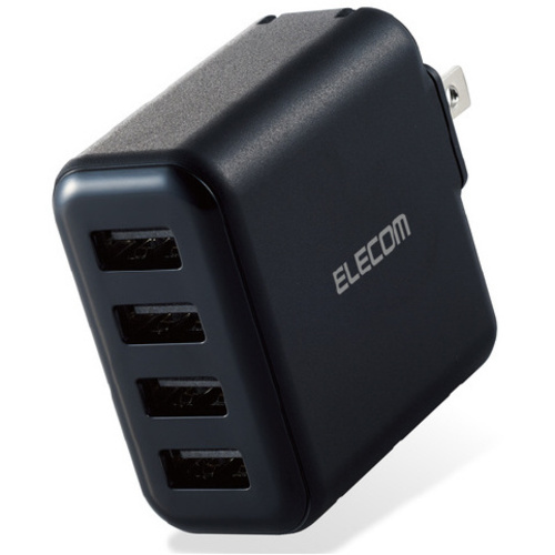 ＡＣ充電器　４．８Ａ　ＵＳＢ　４ポート　ブラック